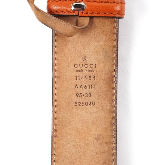 Gucci GG Monogram Leather Belt In Dark Orange Men's Size 95/38 - Preowned - Picture 7 of 12